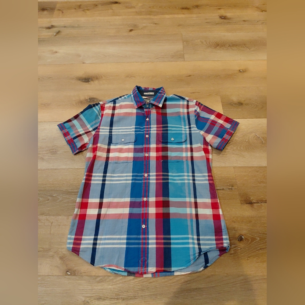 Express Multicolor Plaid Casual Shirt Sz M Shortsleeves 15-151/2